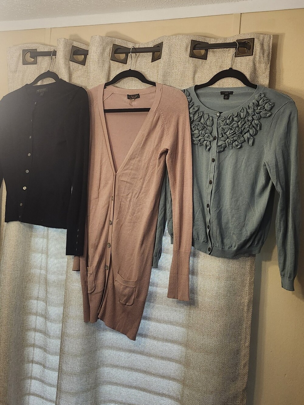Lot 3 Women’s Long Pink Cardigan Sweater - Button-Front ,Ann Taylor,dex,banana.